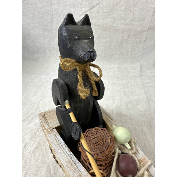 Fishing Bear in Boat - Rustic Farmhouse Cabin Decor -Unique Kitschy Vintage Find - Picture 6 of 9